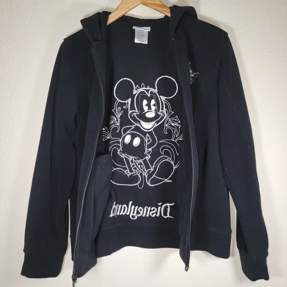 Womens Disney Black Zip-Up Hoodie with Mickey Embroidery Size M - Picture 5 of 5